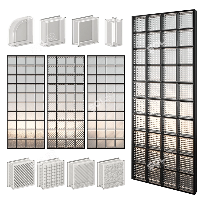 Glass Block Partition | Smooth Model 3D model image 1