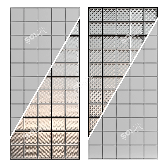 Square Glass Block Partition 3D model image 2