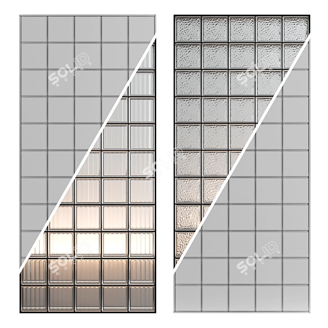 Square Glass Block Partition 3D model image 3