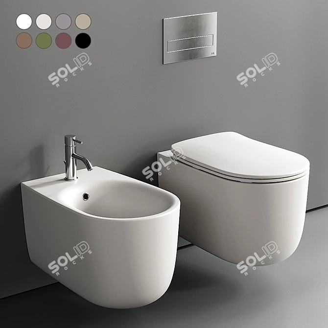 Nolita Wall-Hung WC and Bidet 3D model image 1