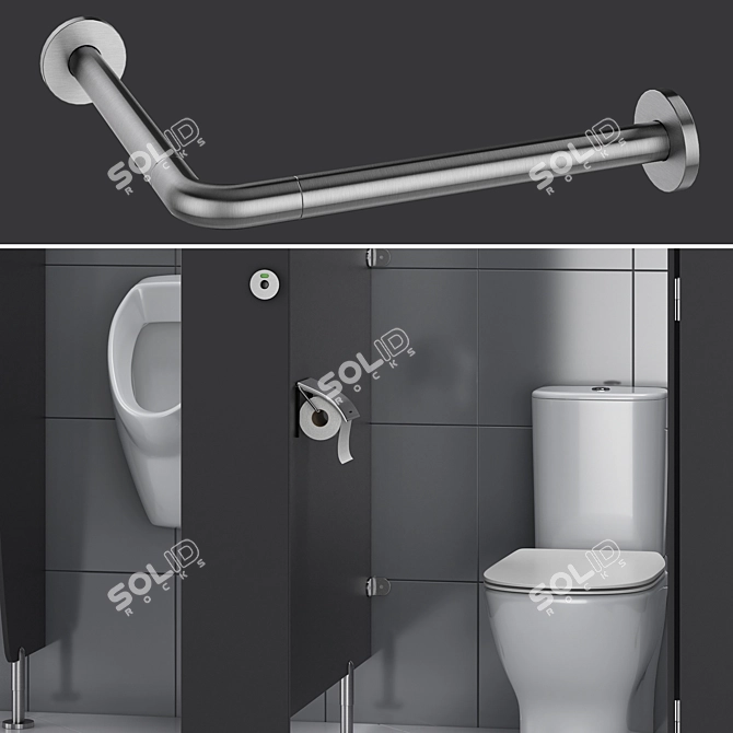 Public Toilet Partition Kit 3D model image 3