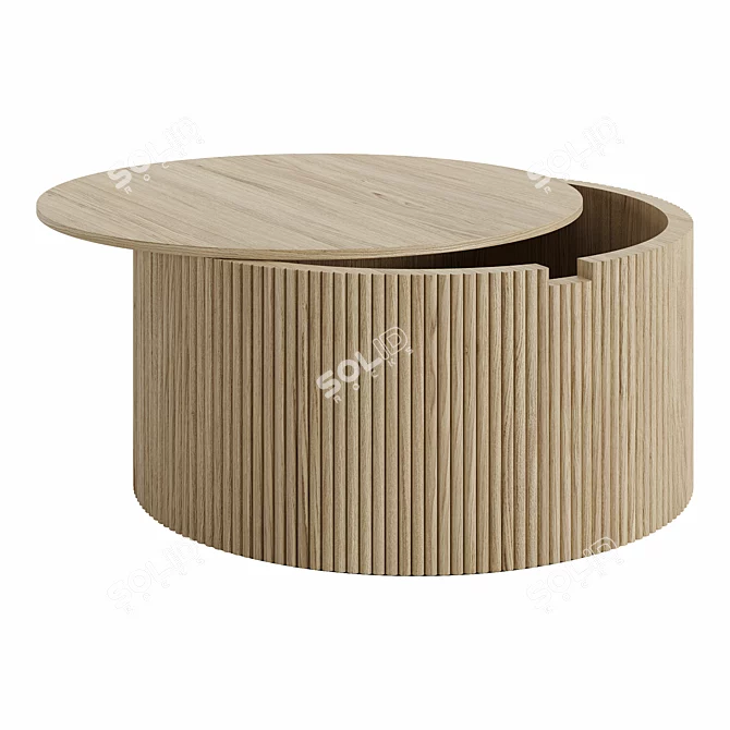 Modern Round Wood Coffee Table Set 3D model image 6