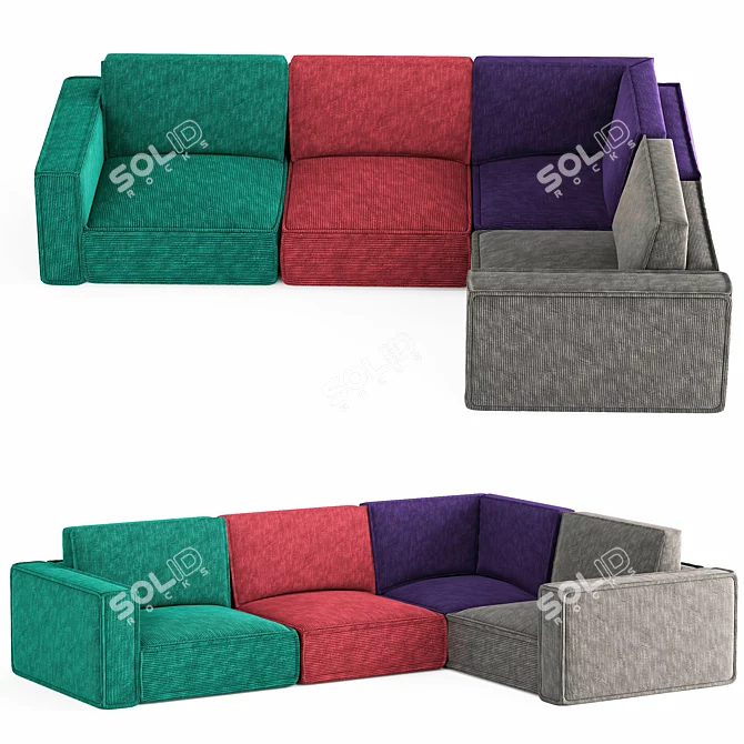 Eten Vertical Mix Modular Sofa 3D model image 1