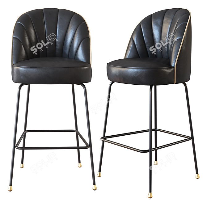 Modern Industrial Carmel Bar Stool 3D model image 1