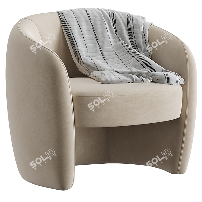 Elegant Tufted Barrel Chair 3D model image 1