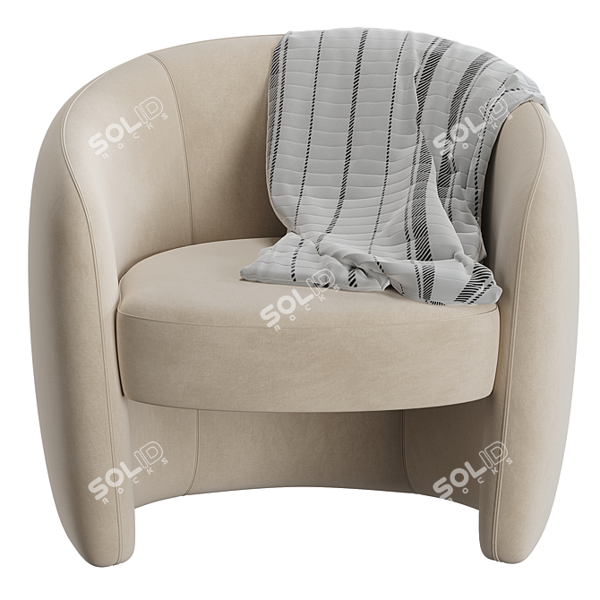 Elegant Tufted Barrel Chair 3D model image 2