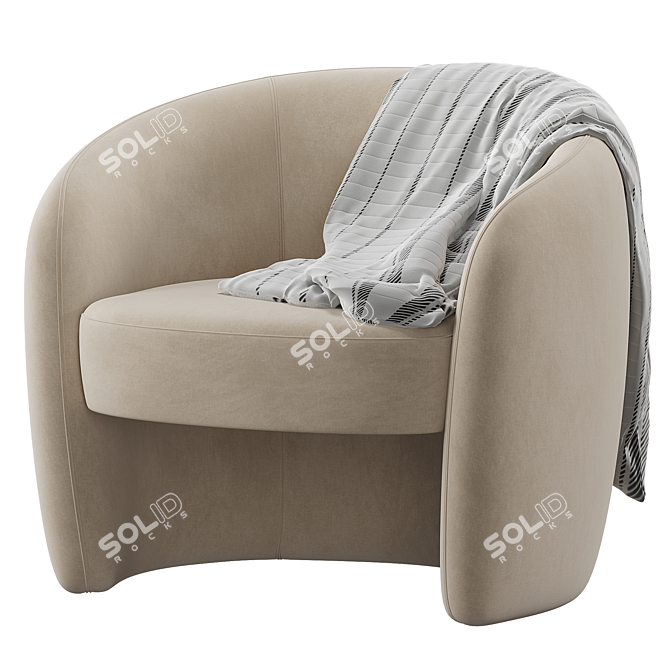 Elegant Tufted Barrel Chair 3D model image 3