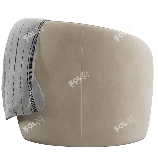 Elegant Tufted Barrel Chair 3D model image 4