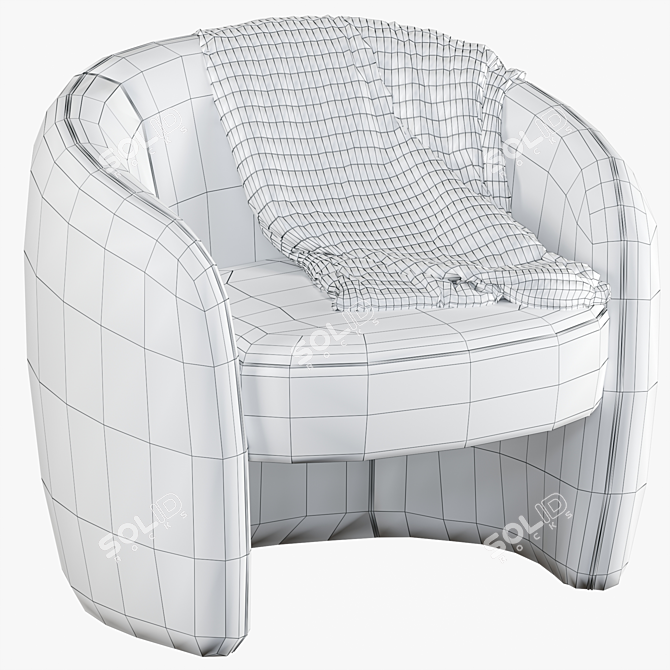 Elegant Tufted Barrel Chair 3D model image 5