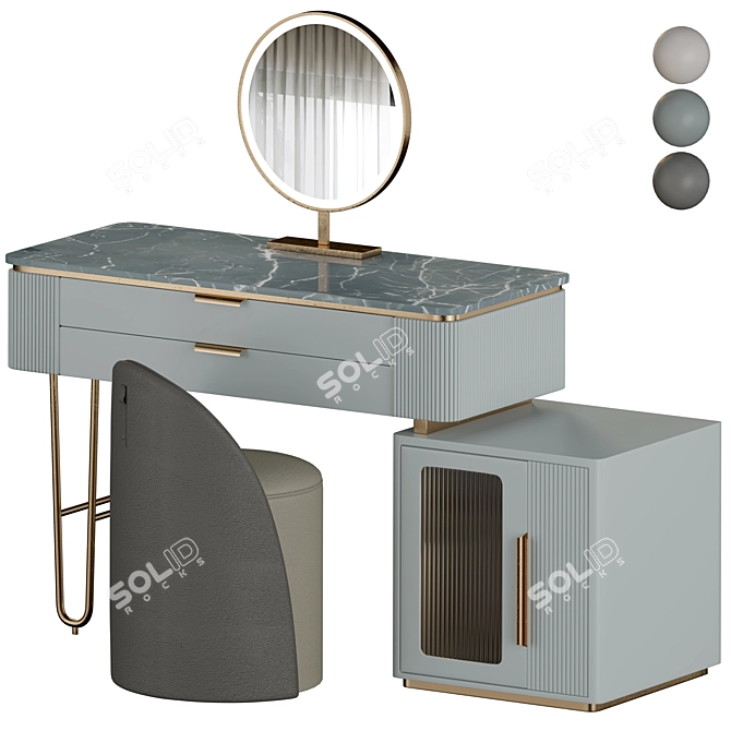 Sleek Telescopic Makeup Vanity Stand 3D model image 1