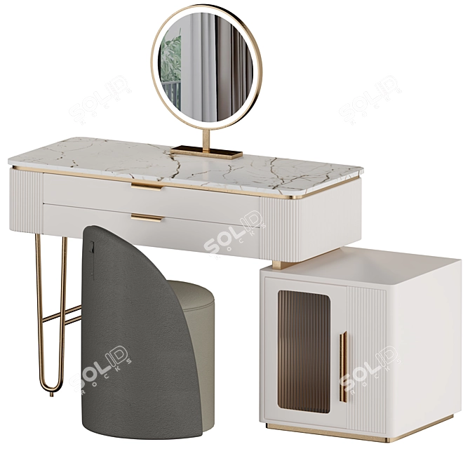 Sleek Telescopic Makeup Vanity Stand 3D model image 2