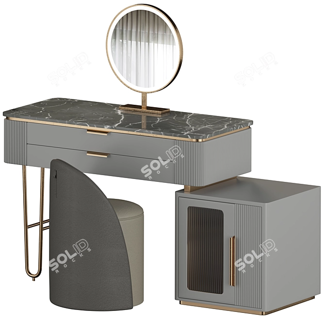 Sleek Telescopic Makeup Vanity Stand 3D model image 3