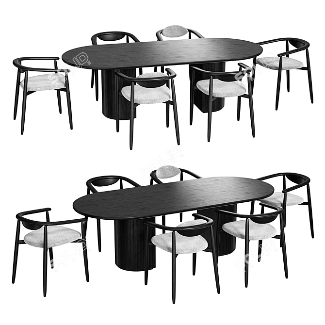 Rose Dining Set 040 Elegant 3D model image 1