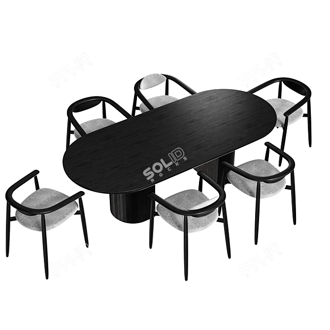 Rose Dining Set 040 Elegant 3D model image 2