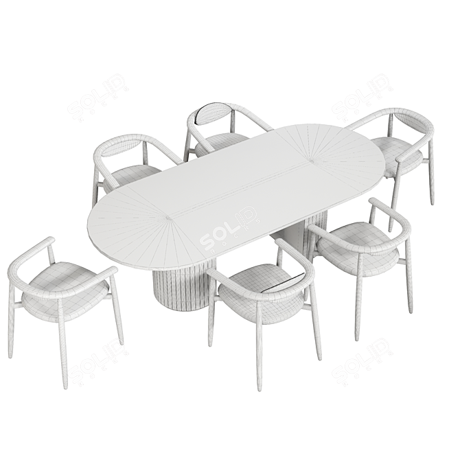 Rose Dining Set 040 Elegant 3D model image 3