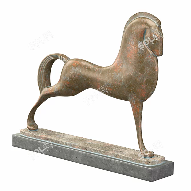 Etruscan Copper Horse Sculpture 3D model image 1