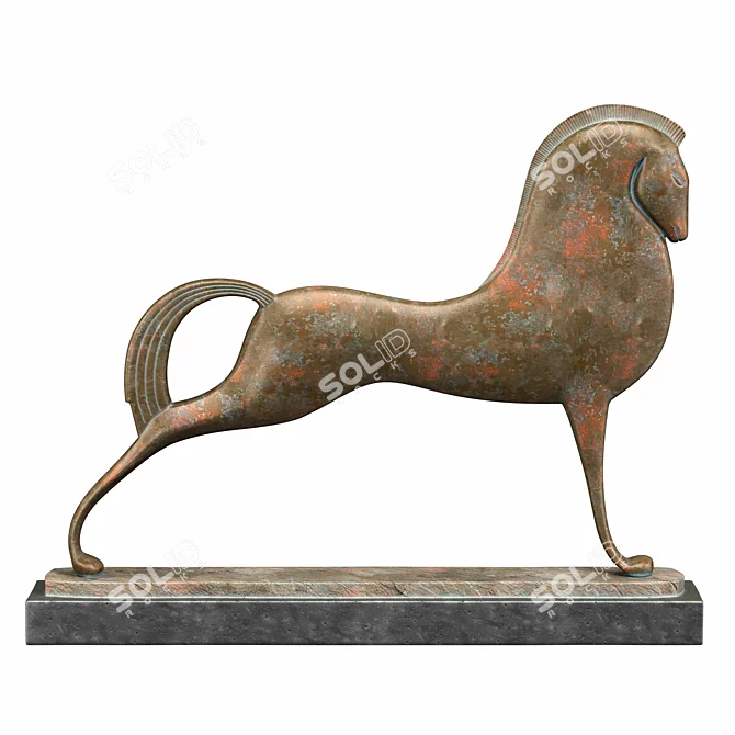 Etruscan Copper Horse Sculpture 3D model image 2