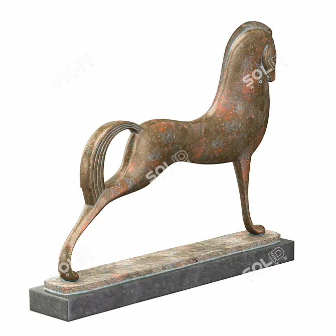 Etruscan Copper Horse Sculpture 3D model image 3