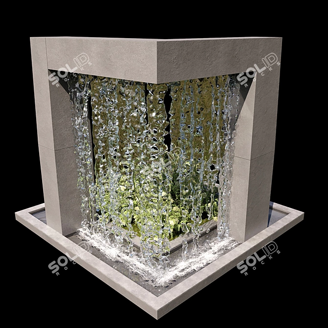 Handcrafted Waterfall No1: Outdoor Delight 3D model image 1