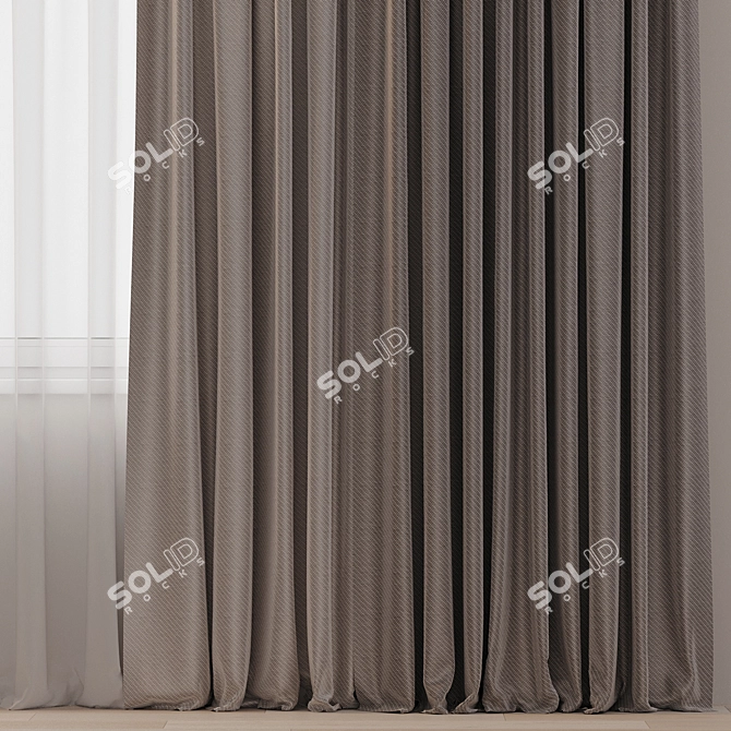 Modern Linen Window Curtain Set 3D model image 2