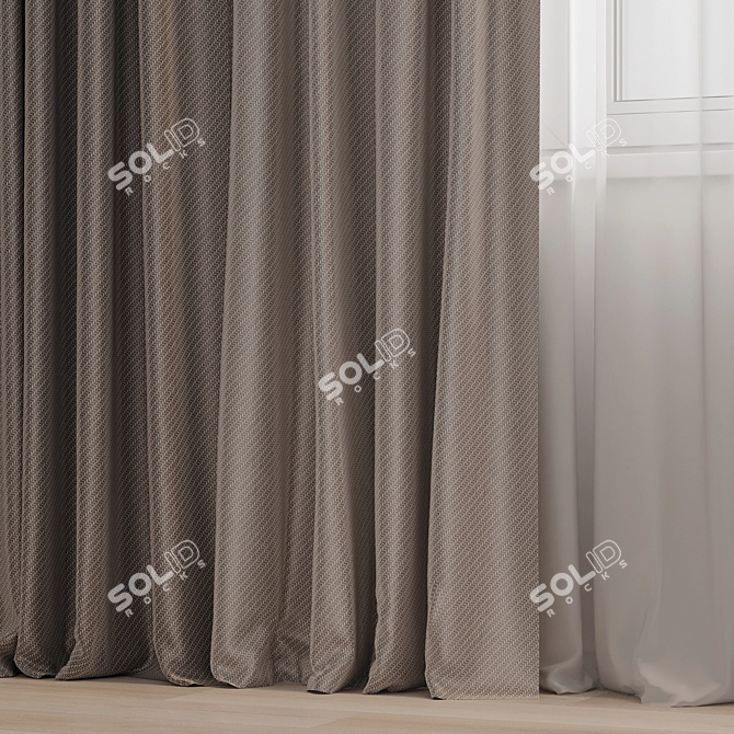 Modern Linen Window Curtain Set 3D model image 4