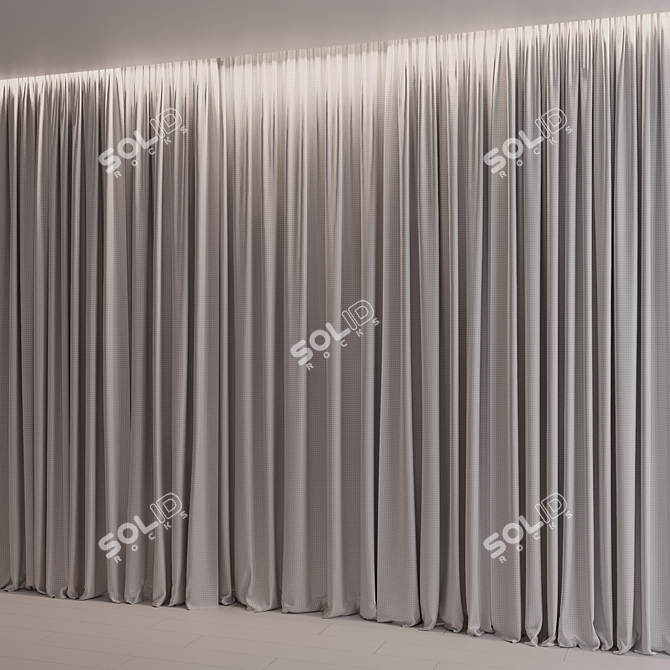 Modern Linen Window Curtain Set 3D model image 5