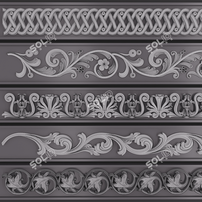 3D Trim Ornaments Pack - Maya, Blender, C4D 3D model image 2