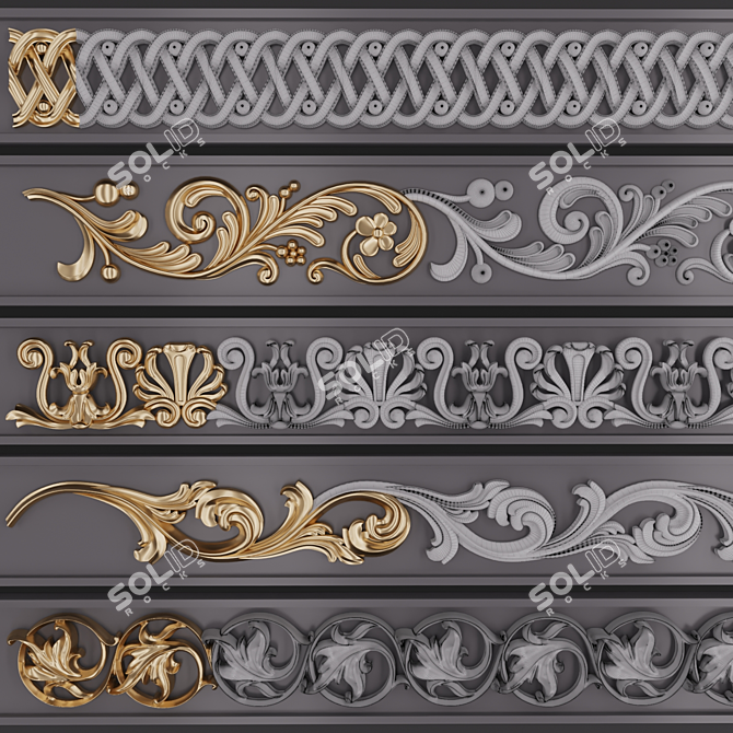 3D Trim Ornaments Pack - Maya, Blender, C4D 3D model image 3