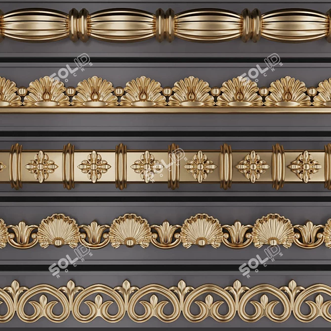 3D Trim Ornaments Set: 5 Models 3D model image 1