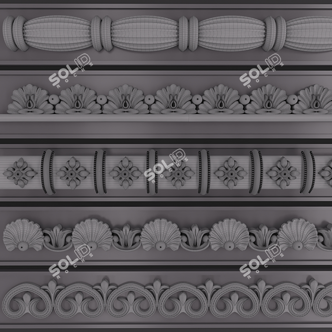 3D Trim Ornaments Set: 5 Models 3D model image 2