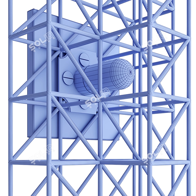 Brass Gridlock Sconce: Modern Elegance 3D model image 2