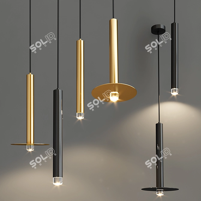 Modern Acrylic and Metal Pendant 3D model image 2