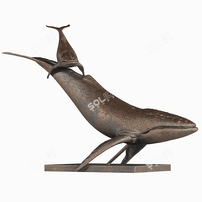 PBR Whale & Bat Sculptures 3D model image 2