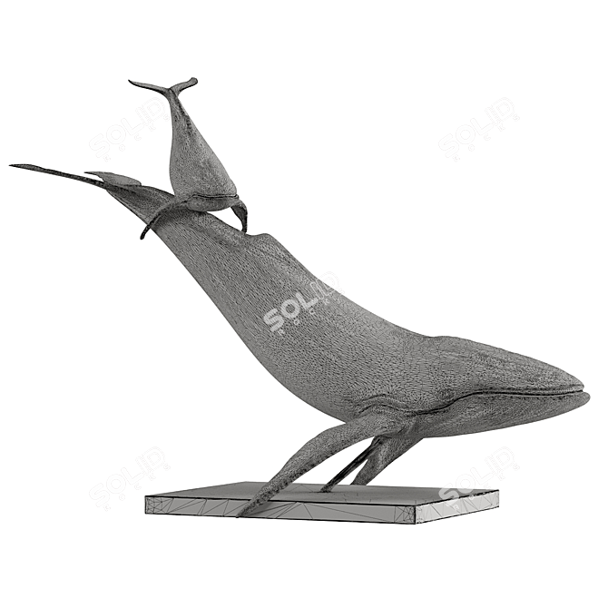 PBR Whale & Bat Sculptures 3D model image 8