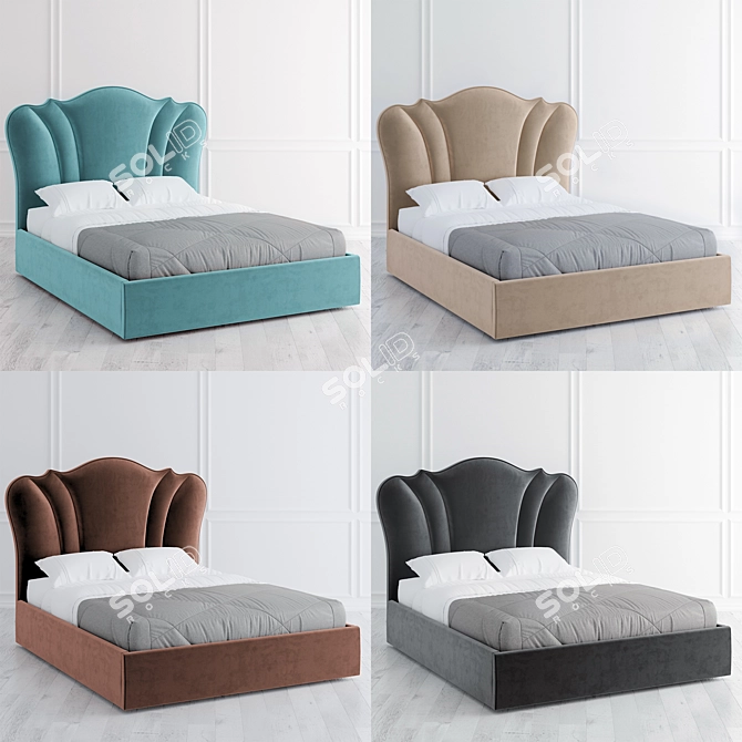 Vary Bed Collection Panel Bed 3D model image 4