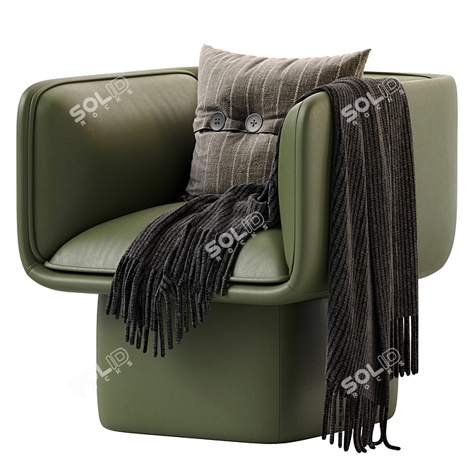 Contemporary Missana Block Armchair 3D model image 1