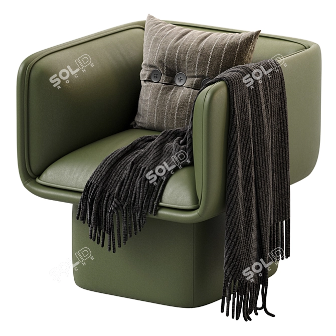 Contemporary Missana Block Armchair 3D model image 2