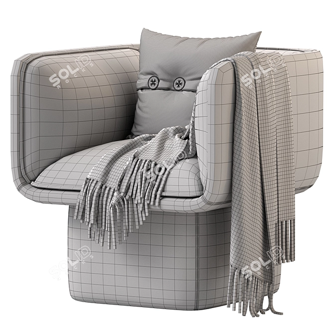 Contemporary Missana Block Armchair 3D model image 7