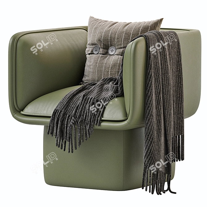 Contemporary Missana Block Armchair 3D model image 8