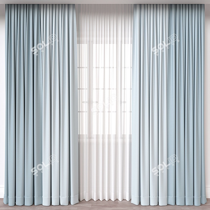 Modern 3D Curtain Model Mesh 3D model image 1