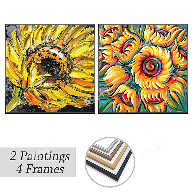 Wall Art Set with Frames 3D model image 1