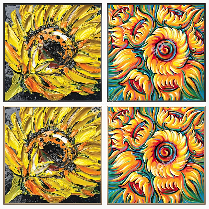 Wall Art Set with Frames 3D model image 2