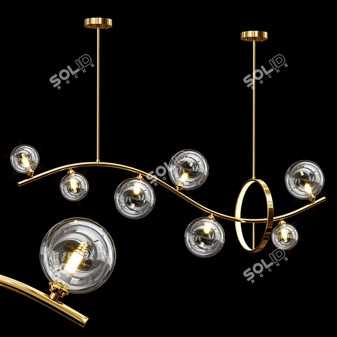 Elegant Melody Wave Pendant Lamp 3D model image 3