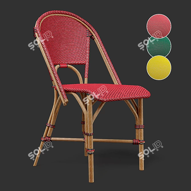 Classic Rattan Woven Dining Chair 3D model image 1