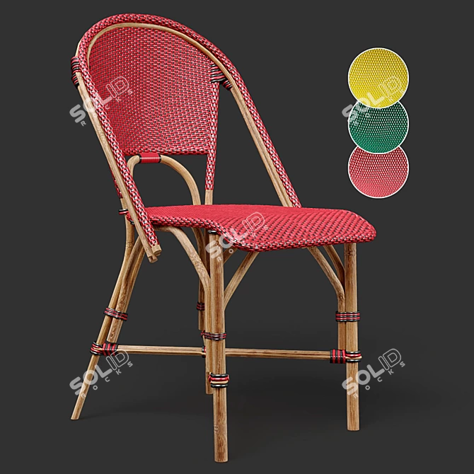 Classic Rattan Woven Dining Chair 3D model image 4