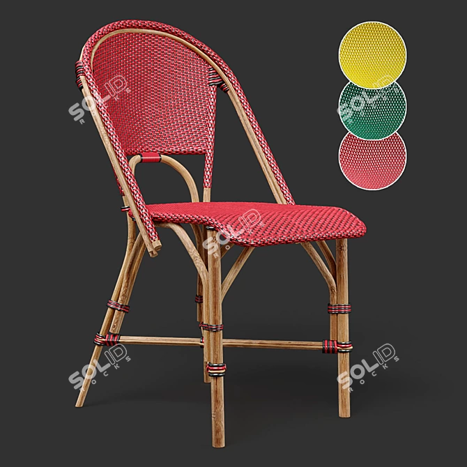 Classic Rattan Woven Dining Chair 3D model image 5