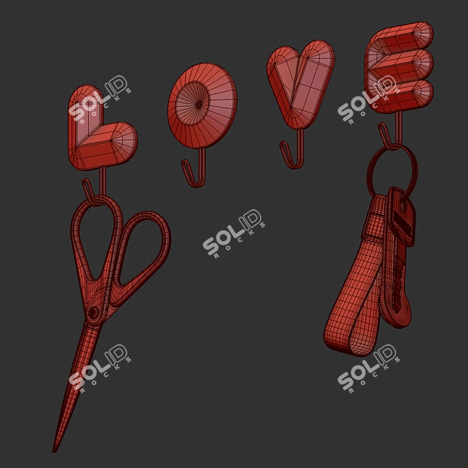 Love Key Holder Stand 3D model image 3
