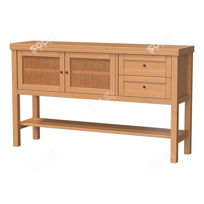 Scandinavian Retro Pine Console 3D model image 1