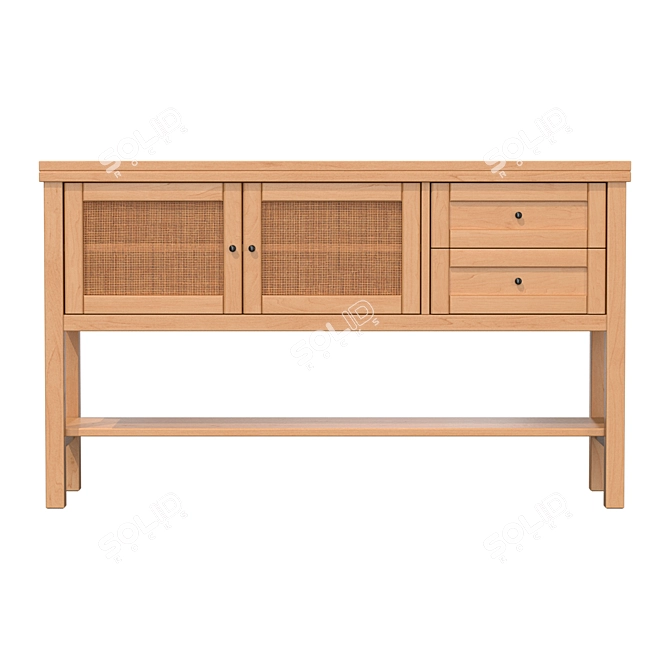 Scandinavian Retro Pine Console 3D model image 2
