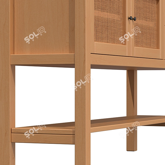 Scandinavian Retro Pine Console 3D model image 4